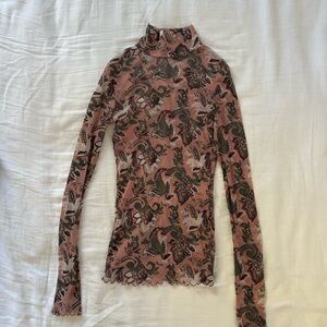 Intimately Free People Paisley Long Sleeve Mesh Top